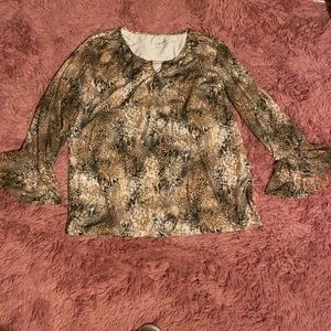Snake print blouse half quart sleeves